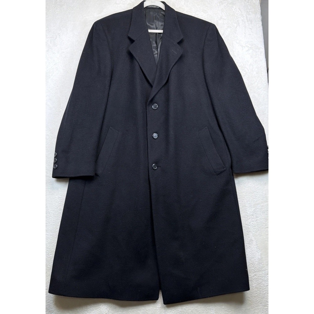 Petrocelli Mens Wool Cashmere Overcoat 46R Black Long Winter Coat